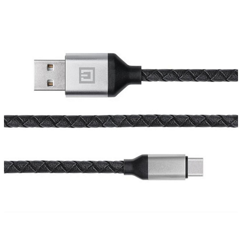 Кабель REAL-EL Premium Leather USB-USB Type C 1m, Black (EL123500049)