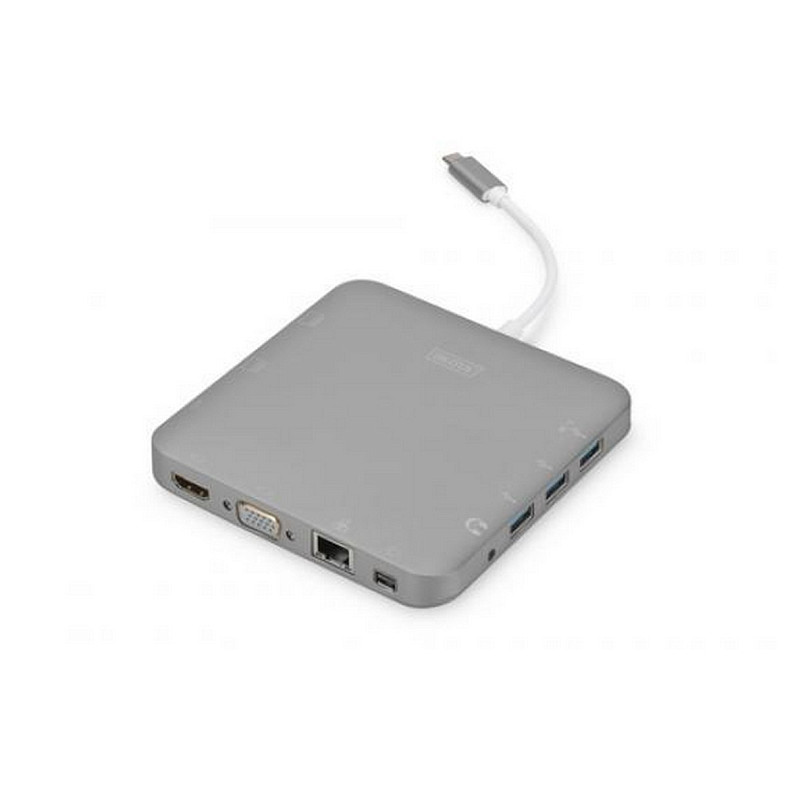 Хаб DIGITUS USB-C > HDMI/VGA/miniDisplayPort/3xUSB-A/USB-C/SD/MicroSD/RJ54/Audio