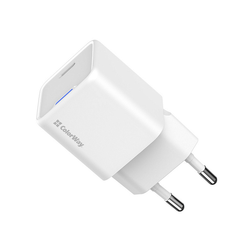 Сетевое зарядное устройство ColorWay GaN Mini 35W PD Port PPS USB-C White (CW-CHS056PD-WT)