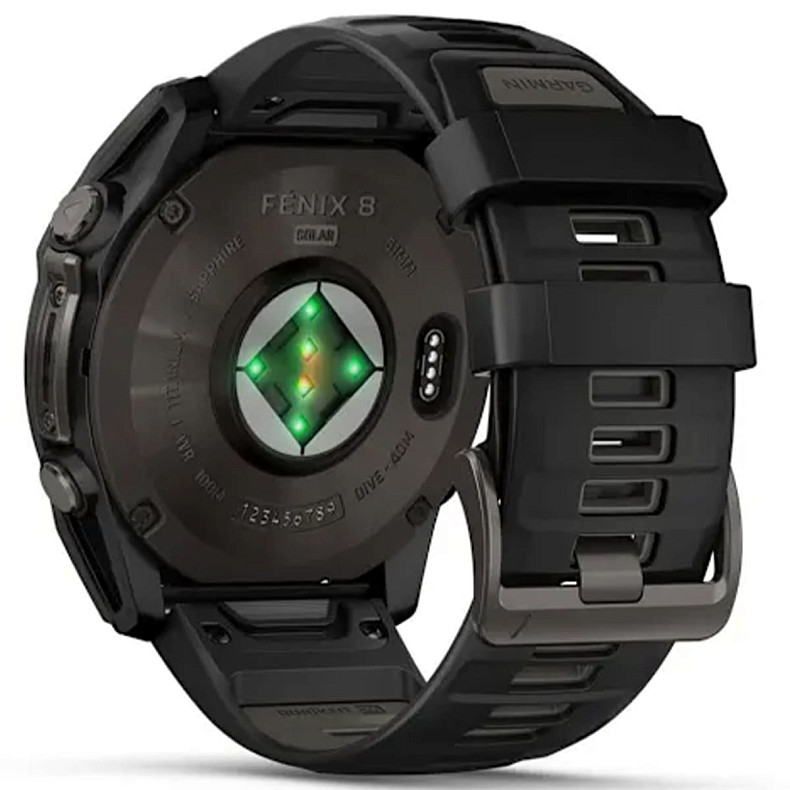 Спортивные часы GARMIN Fenix 8 51mm Sapphire Solar Carbon Gray DLC Titanium with Black Silicone Band