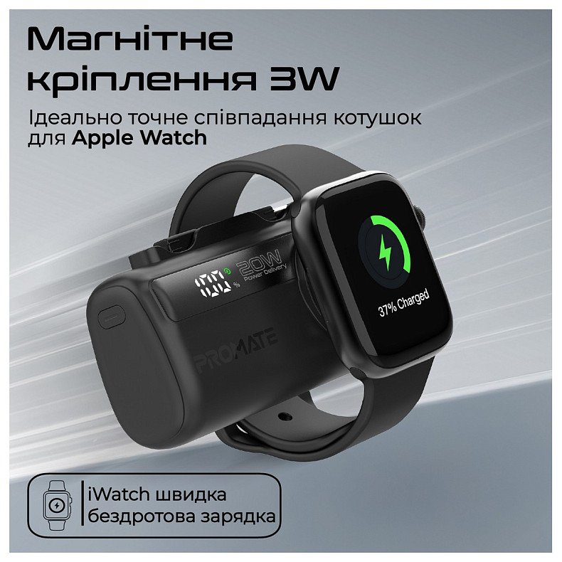 Универсальная мобильная батарея Promate PowerUp-Trio 5000mAh 20W Black
