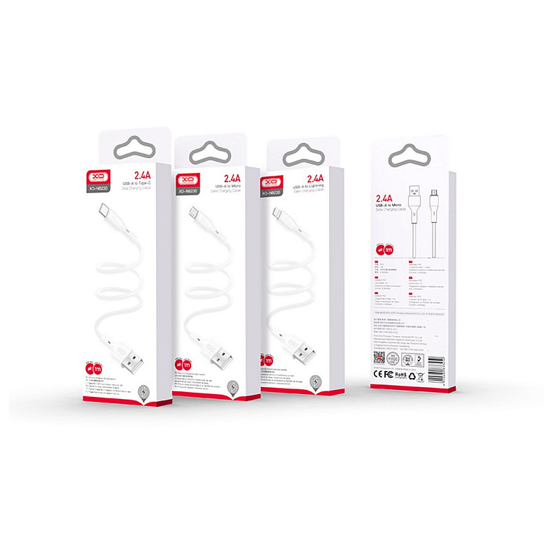 Кабель XO NB230 USB - Lightning (M/M), 2.4 A, 1 м, White (NB230-AI.white)
