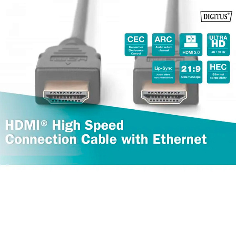 Кабель 4K HDMI 1M DB-330113-020-S DIGITUS by ASSMANN