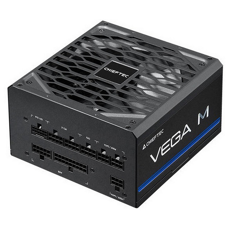 Блок питания CHIEFTEC Vega M (850W), >90%, 80+ Gold, 135мм FDB, 1xMB 24pin(20+4), 2xCPU 8pin(4+4),