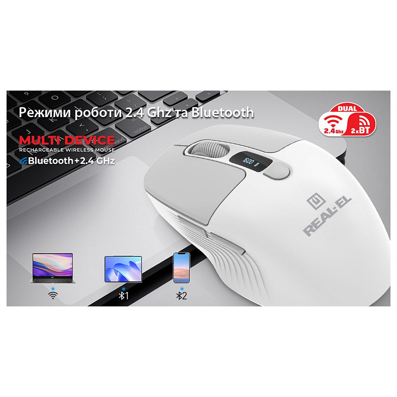 Миша бездротова REAL-EL RM-480W White