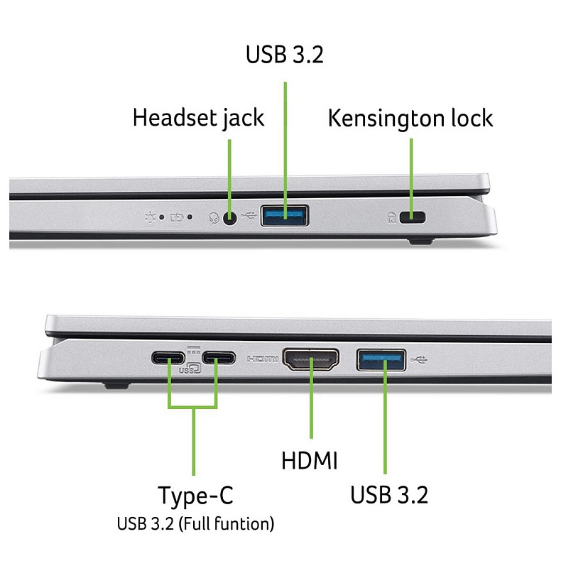 Ноутбук Acer Aspire Go AG15-21P 15.6" FHD IPS, AMD R5-7520U, 16GB, F512GB, UMA, Lin, сріблястий