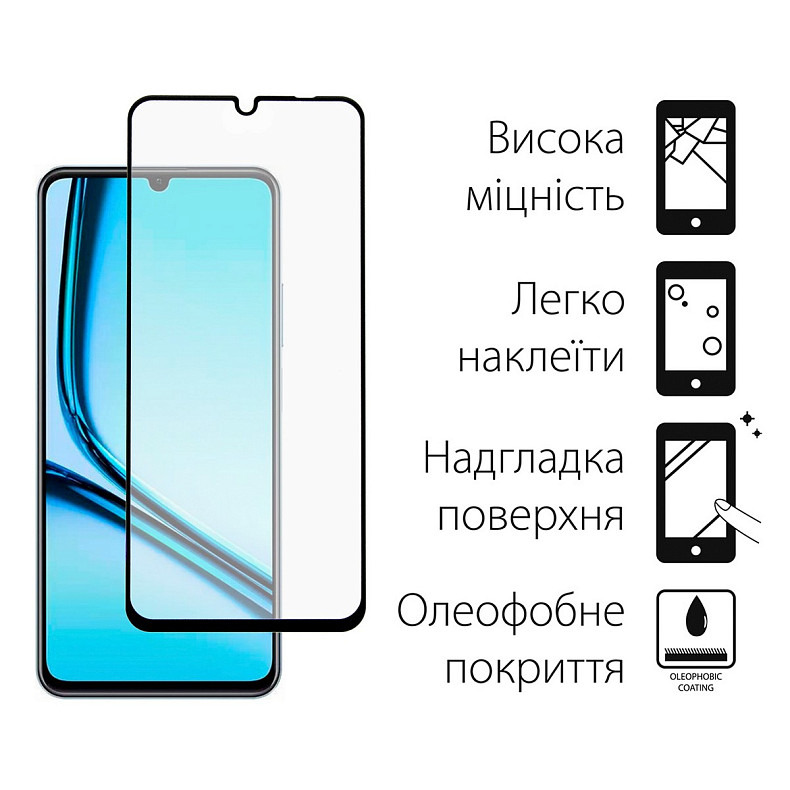 Защитное стекло Dengos для Realme Note 50 Black Full Glue (TGFG-371)