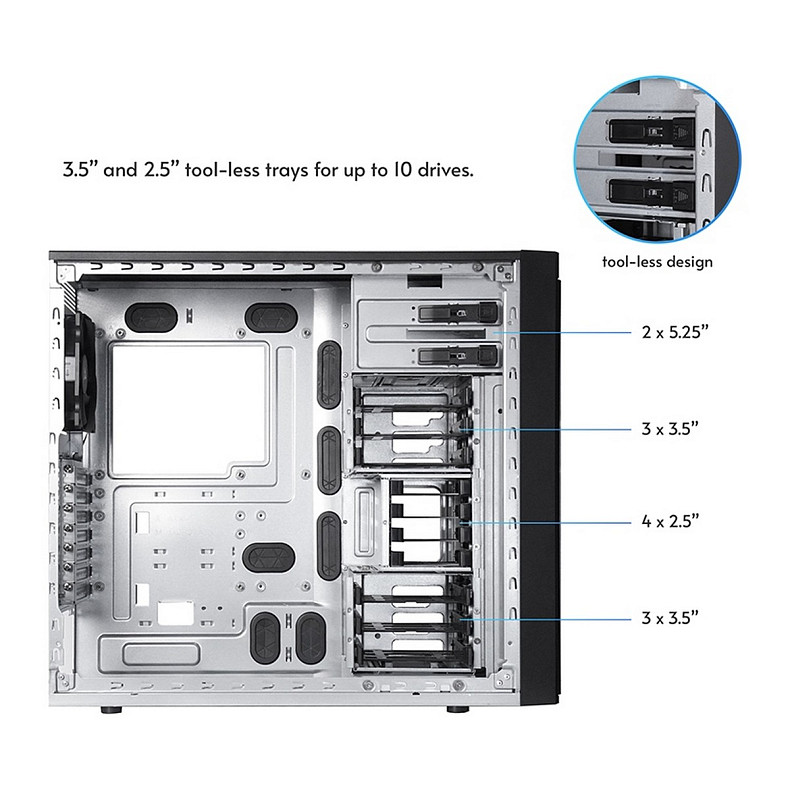 Корпус Chieftec UNI BW-01B-OP, без БЖ, 1x USB Type C, 1 x USB3.0, ATX, Black
