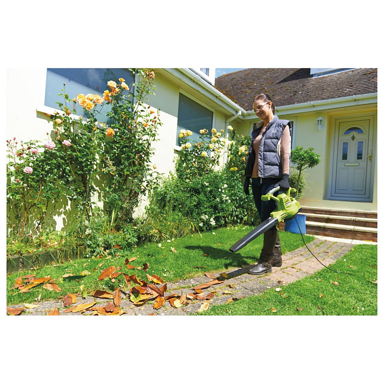 Повітродув-пилосос садовий мережевий Ryobi RBV3000CSV 3000Вт 3в1 375км/год мішок 45л ергоремені Vert