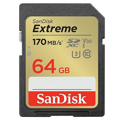 Карта пам'яті SanDisk Extreme V30 SD 64GB C10 UHS-I U3 (SDSDXV2-064G-GNCIN)