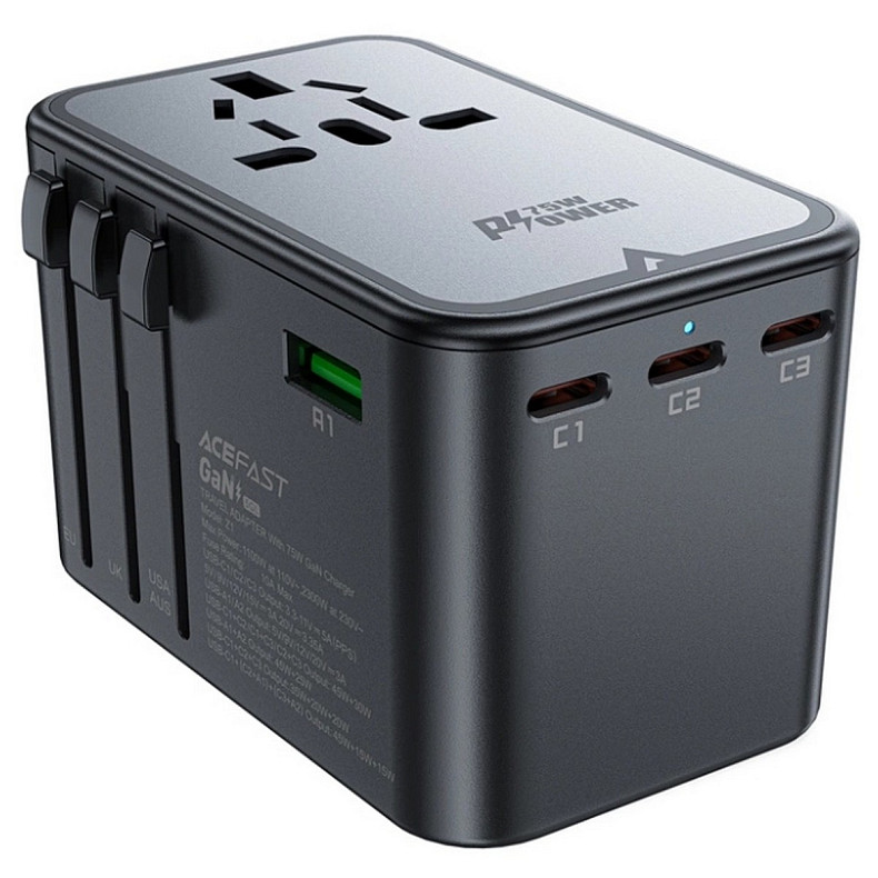 Зарядное устройство 5xUSB 75W (3xUSB-C+2xUSB-A) Gan Z1 Fast Charger Acefast