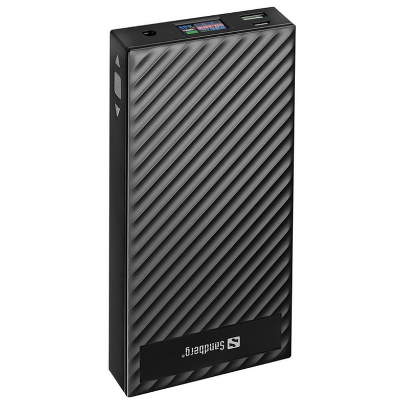 Універсальна мобільна батарея Sandberg PD 30000mAh 200W PD+DC, UPS mode, DC 3V-25V/4.8A USB QC3.0,Type-C in/out, дисплей