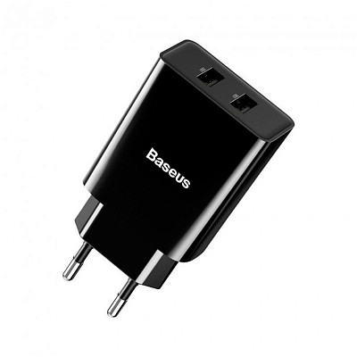 Мережевий зарядний пристрій Baseus Speed Mini Dual U Charger 10.5W Black (CCFS-R01)