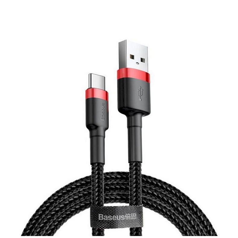 Кабель Baseus Cafule USB-USB-C, 3A, 0.5м Black/Red (CATKLF-A91)