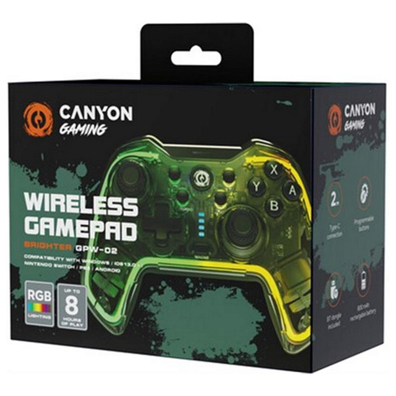 Геймпад бездротовий Canyon CND-GPW02 Green/Yellow USB