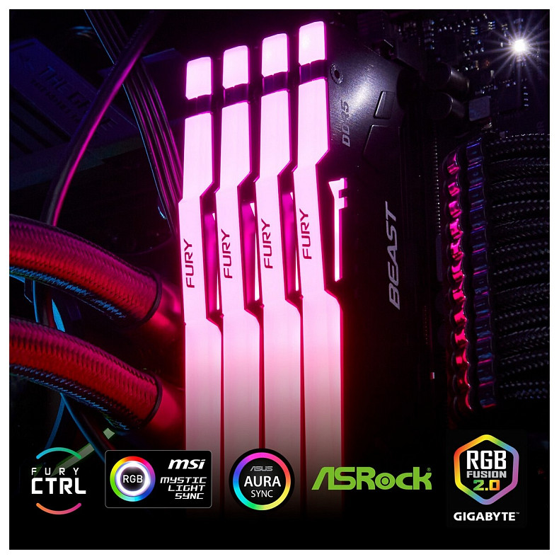 ОЗП Kingston Fury Beast RGB Black 2x32GB 5200 DDR5 (KF552C40BBAK2-64)