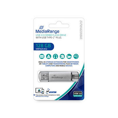 Флеш-накопичувач MediaRange Silver (MR938) USB3.0 128GB Type-C