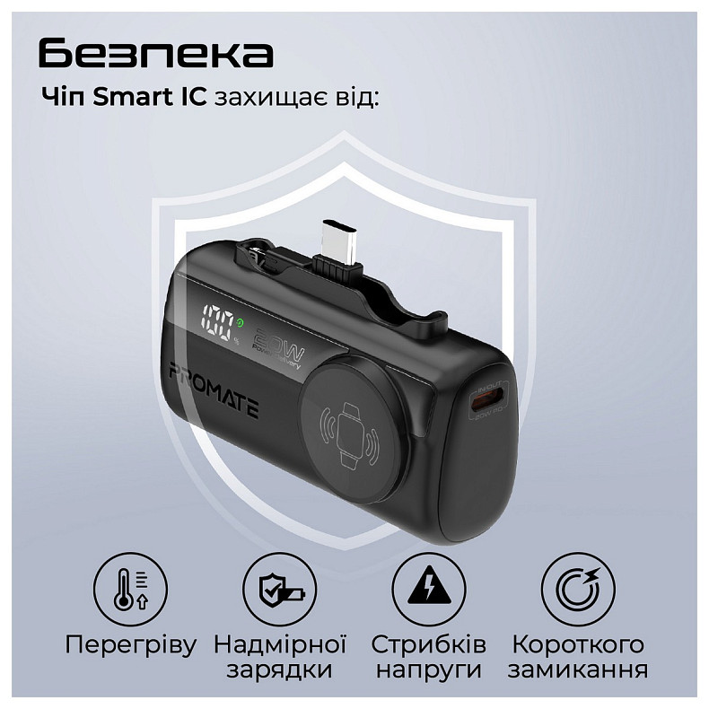 Универсальная мобильная батарея Promate PowerUp-Trio 5000mAh 20W Black