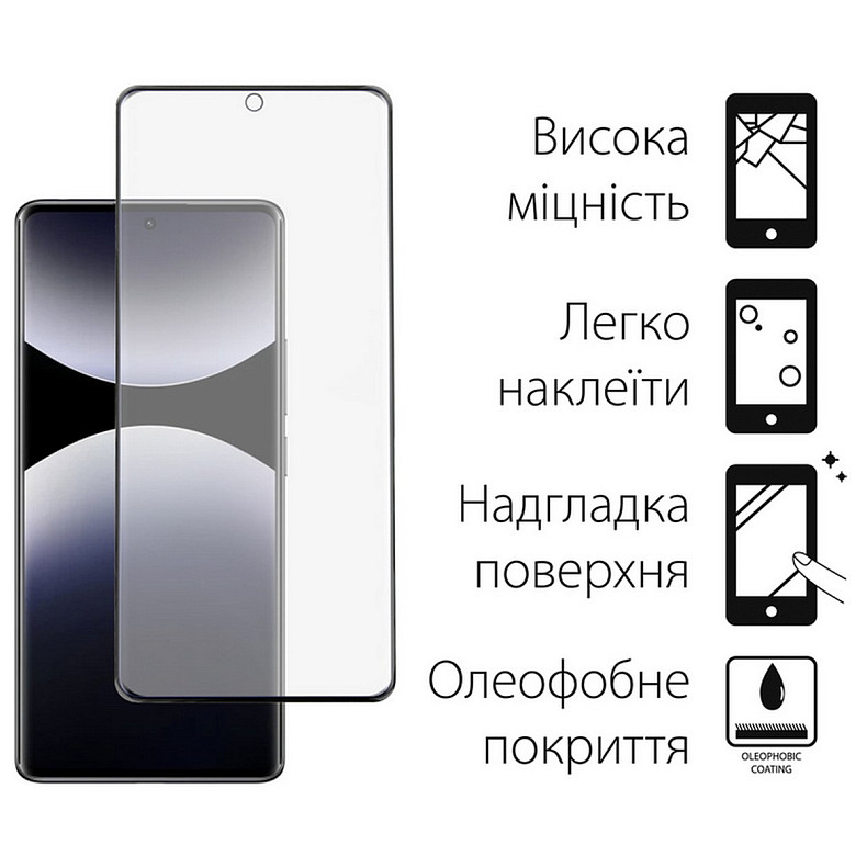 Защитное стекло Dengos для Xiaomi Redmi Note 14 Pro Black Full Glue (TGFG-382)