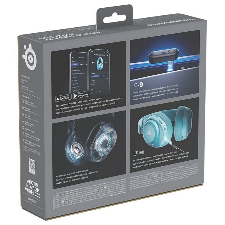 Игровая гарнитура SteelSeries Arctis Nova 3P Wireless MultiPlatform Aqua (61688)