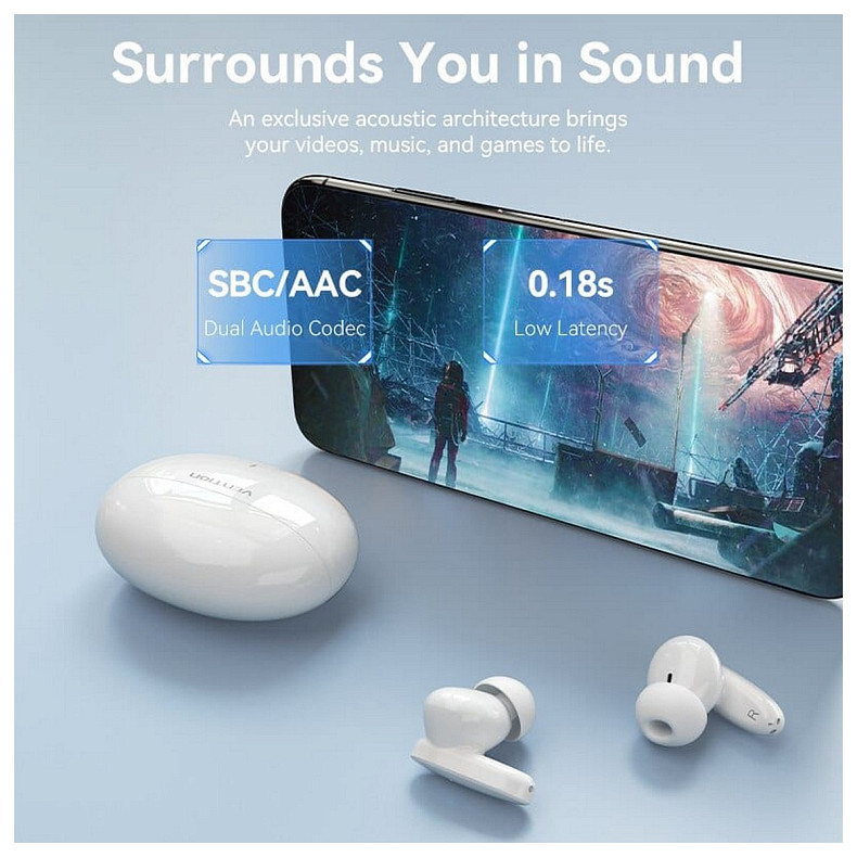 Наушники Vention Elf Earbuds E01 White
