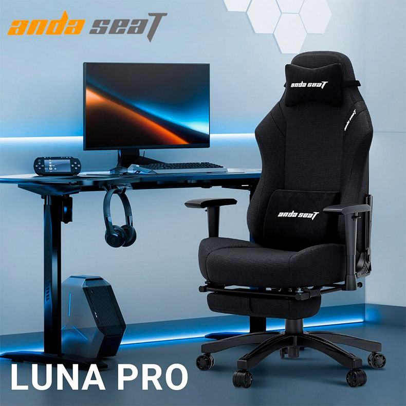 Крісло для геймерів Anda Seat Luna Pro Black Fabric Size L (AD18T-44-B-F)