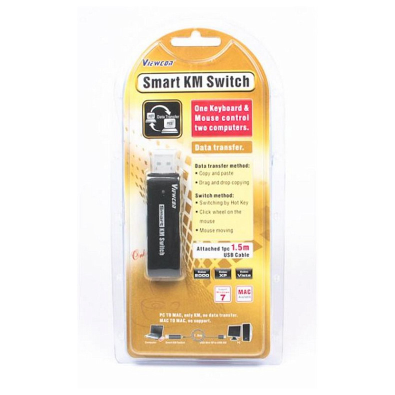 Адаптер-переключатель Viewcon VE679 Smart KM Switch, Black, 1.5м