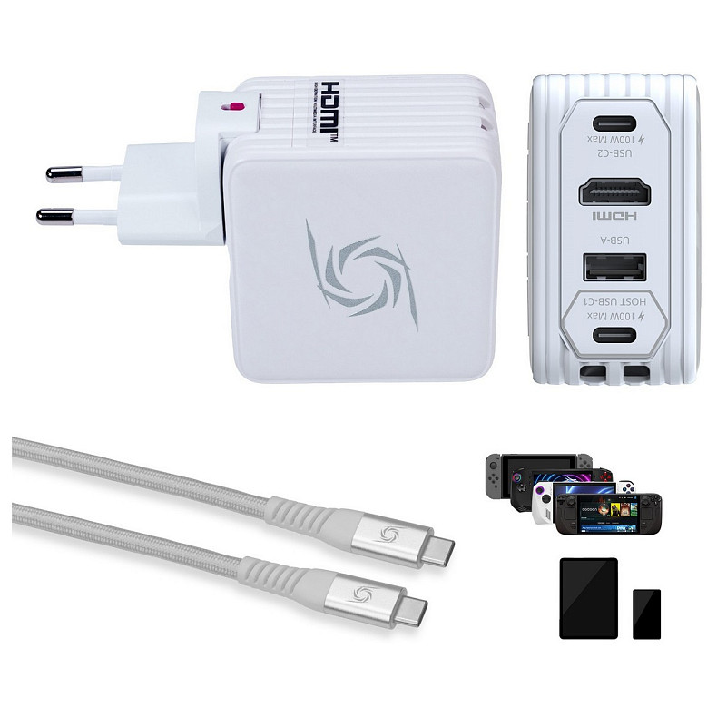 Зарядний пристрій AVerMedia GC313 CORE GO 100Вт 2хUSB-С, 1хUSB-A, 1xHDMI, білий