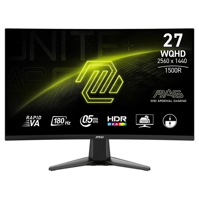 Монітор MSI 27" MAG 27CQ6F 2xHDMI, DP, Audio, VA, 2560x1440, 180Hz, 0.5ms, sRGB 105%, CURVED, Adapti