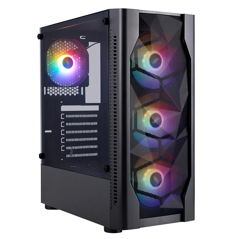 Корпус 1stPlayer D4-BK-4F1 Black без БП