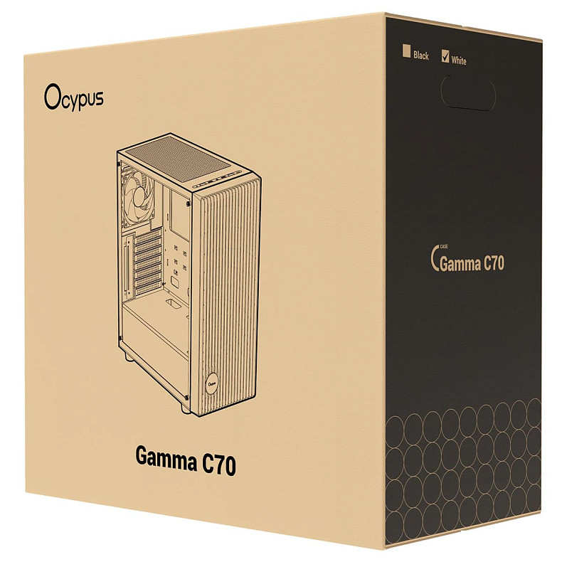 Корпус Ocypus GAMMA C70 W/O PSU, WH ARGB ATX (GAMMA-C70-WHG400XX-GL)