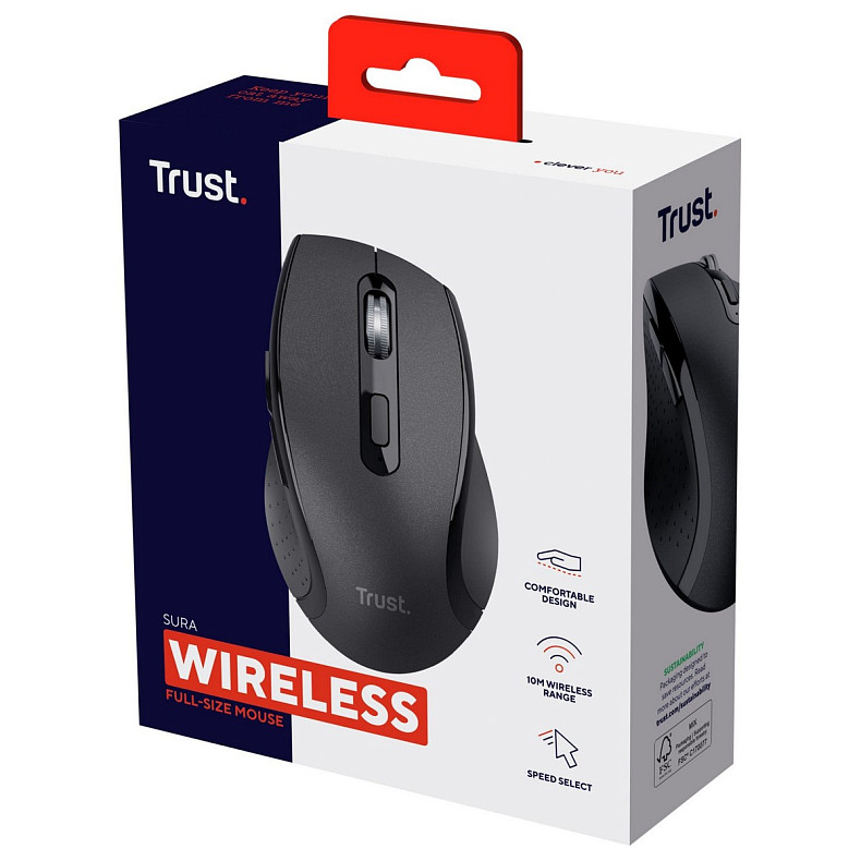 Миша Trust Sura, WL, чорний