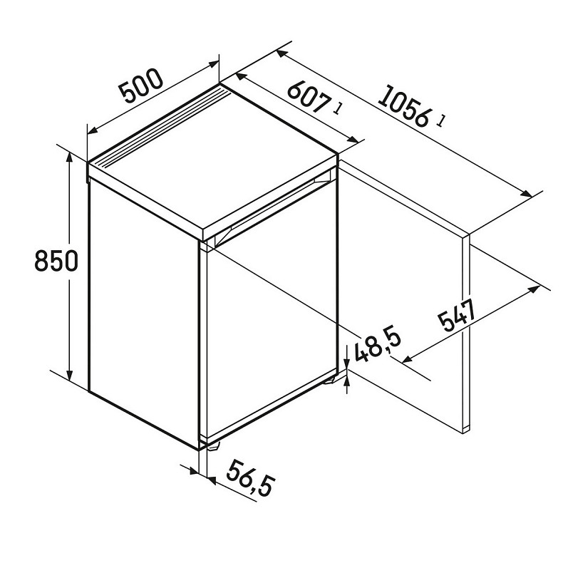 Холодильник Liebherr однокамерный, 85x50x60.7, холод.отд.-85л, мороз.отд.-13л, 1 дв., A++, белый