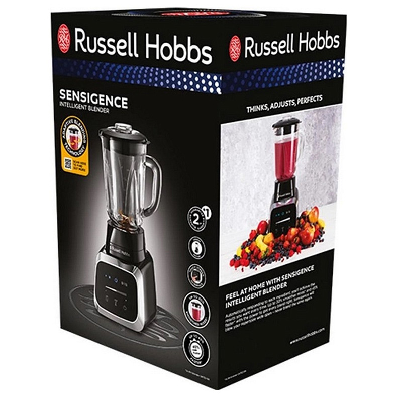 Блендер Russell Hobbs стационарный Sensigence, 1000Вт, чаша-1500мл, стекло, смысл. управл., черно-серый