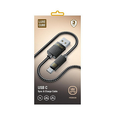 Кабель Luxe Cube Premium USB-USB Type C, 1м, серый (8889996899667)