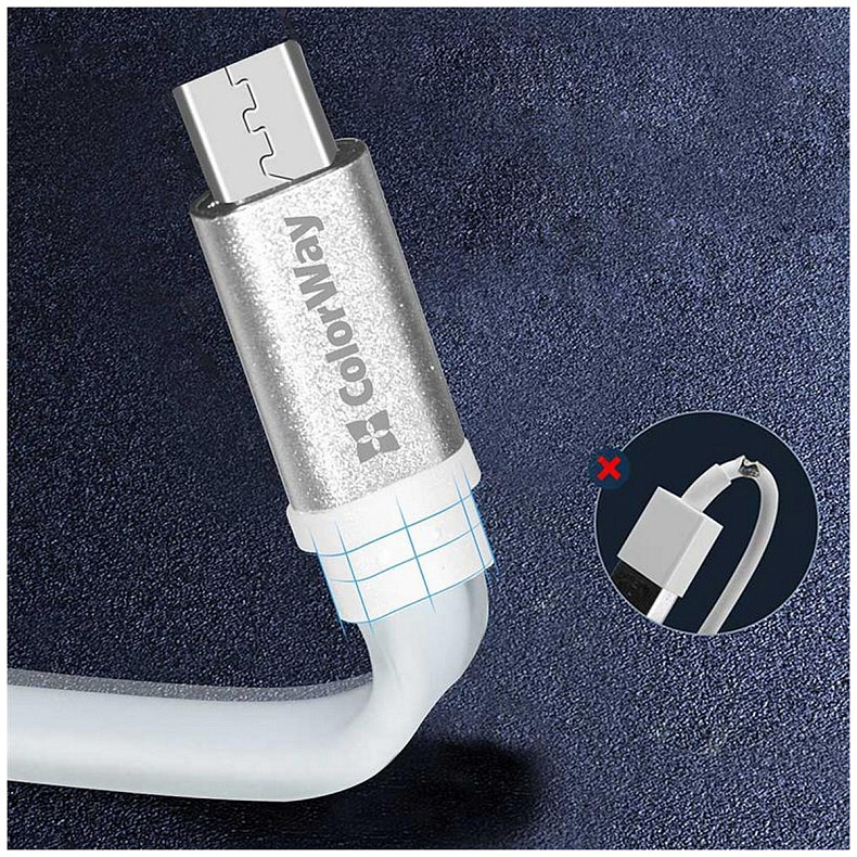 Кабель ColorWay USB-MicroUSB, 0.25м White (CW-CBUM-MUM25W)