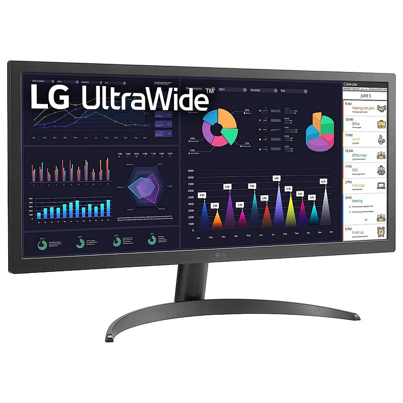 Монітор LG 25.7" 26WQ500-B HDMI, Audio, IPS, 2560x1080, 21:9, 75Hz, sRGB 99%, FreeSync, HDR10