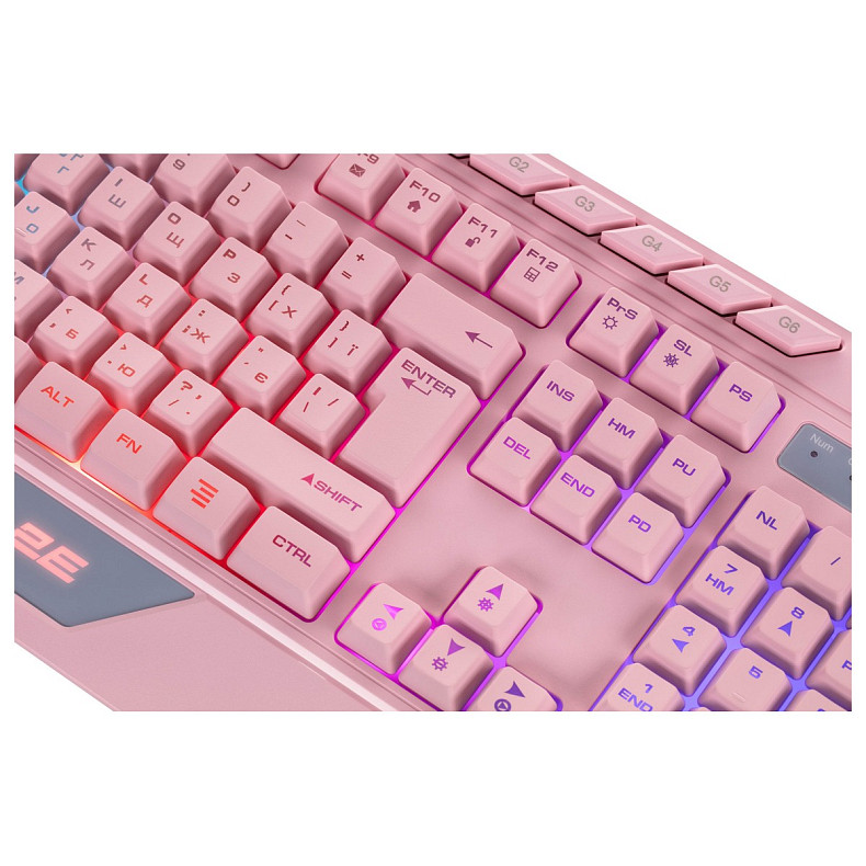 Клавіатура 2E GAMING KG315 RGB USB Pink Ukr