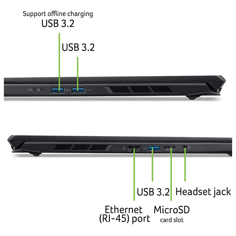 Ноутбук Acer Nitro V 16S ANV16S-71 16" WUXGA IPS, Intel 5-210H, 32GB, F1TB, NVD5060-8, Lin, чорний