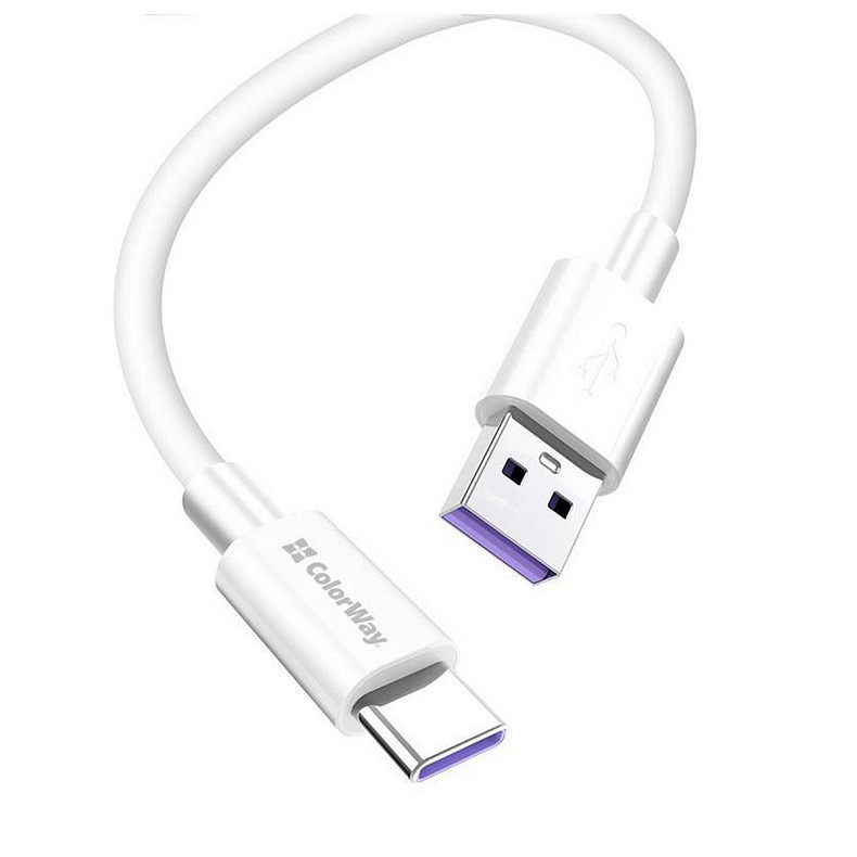 Кабель ColorWay USB-USB Type-C, 5.0А, 1м, White (CW-CBUC019-WH)