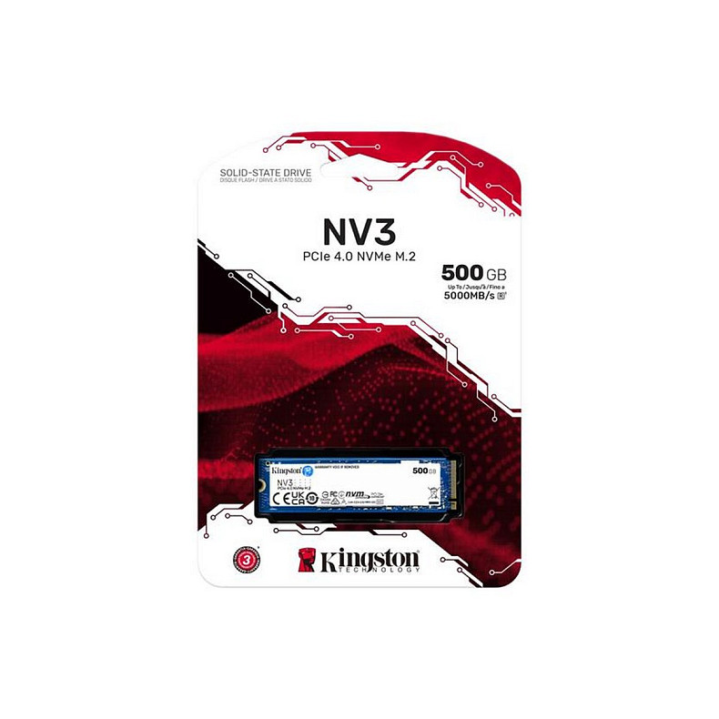 SSD диск 500GB M.2 NVMe Kingston NV3 M.2 2280 PCIe Gen4.0 x4 (SNV3S/500G)