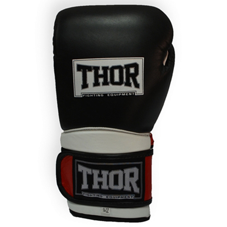 Рукавички боксерські THOR PRO KING 16oz /Шкіра/чорно-червоно-білі