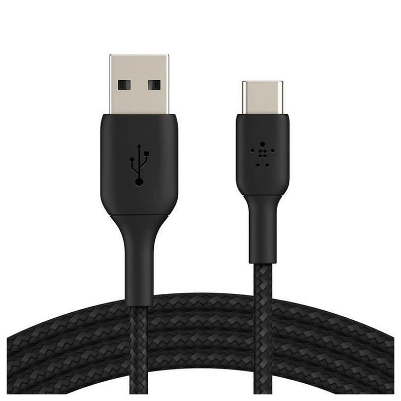 Кабель USB-A > USB-C заряджання/синхронізації Belkin 3м, 15Вт, Type-C, плетений, чорний