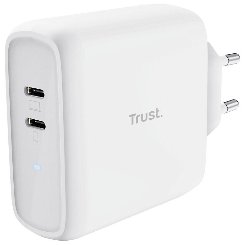Зарядное устройство сетевое Trust Maxo 65Вт, 2xUSB-C PD, белый