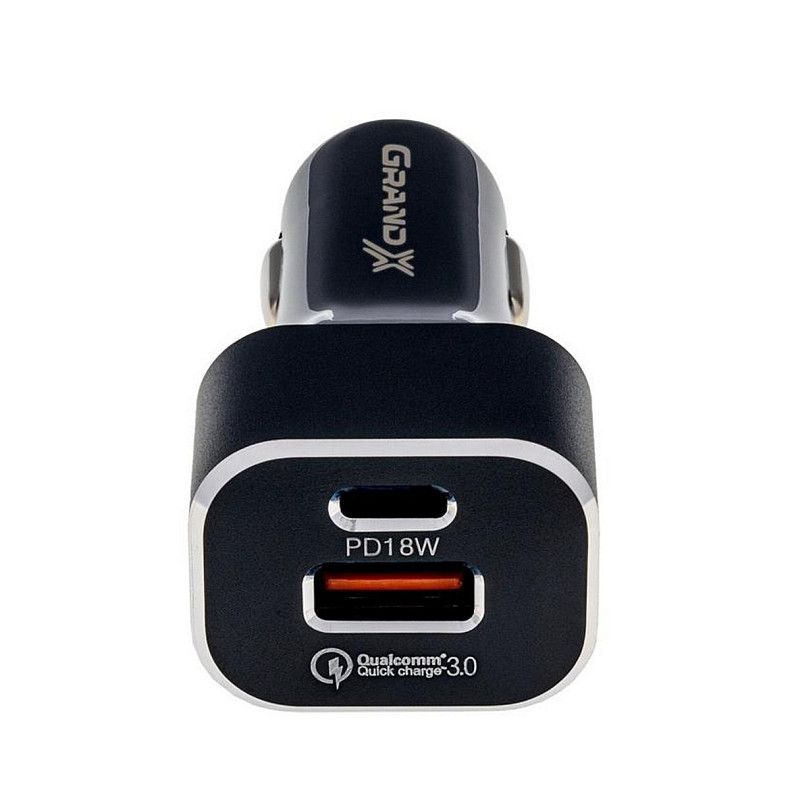 Автомобильное зарядное устройство Grand-X (1хTypeC, 1хUSB3.1) PD 3.0, QС 3.0, AFC, FCP 36W Black (CH