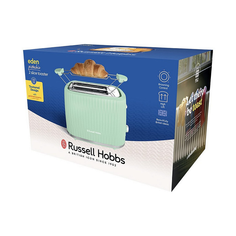 Тостер  Russell Hobbs Eden 800Вт, пластик, підігрів,разморозка, фісташковий