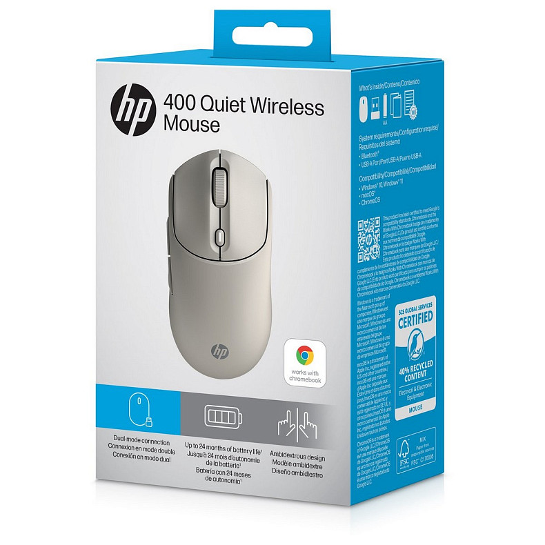 Мышь HP 400 Quiet, WL/BT, maple