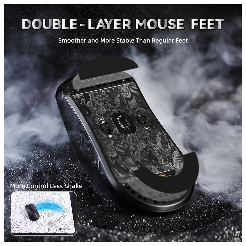 Мышка Attack Shark R11 Ultra, Wireless/Bluetooth, 42000dpi, (PAW3950MAX), 6кн., Ink Blade