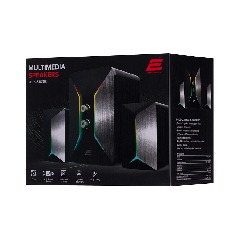 Акустична система 2E PCS301 RGB 2.1 USB Black (2E-PCS301BK)