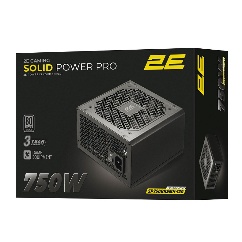 Блок питания 2E GAMING Solid Power Pro (750W), >85%, 80+ Bronze, 120mm, 1xMB 24pin(20+4), 2xCPU